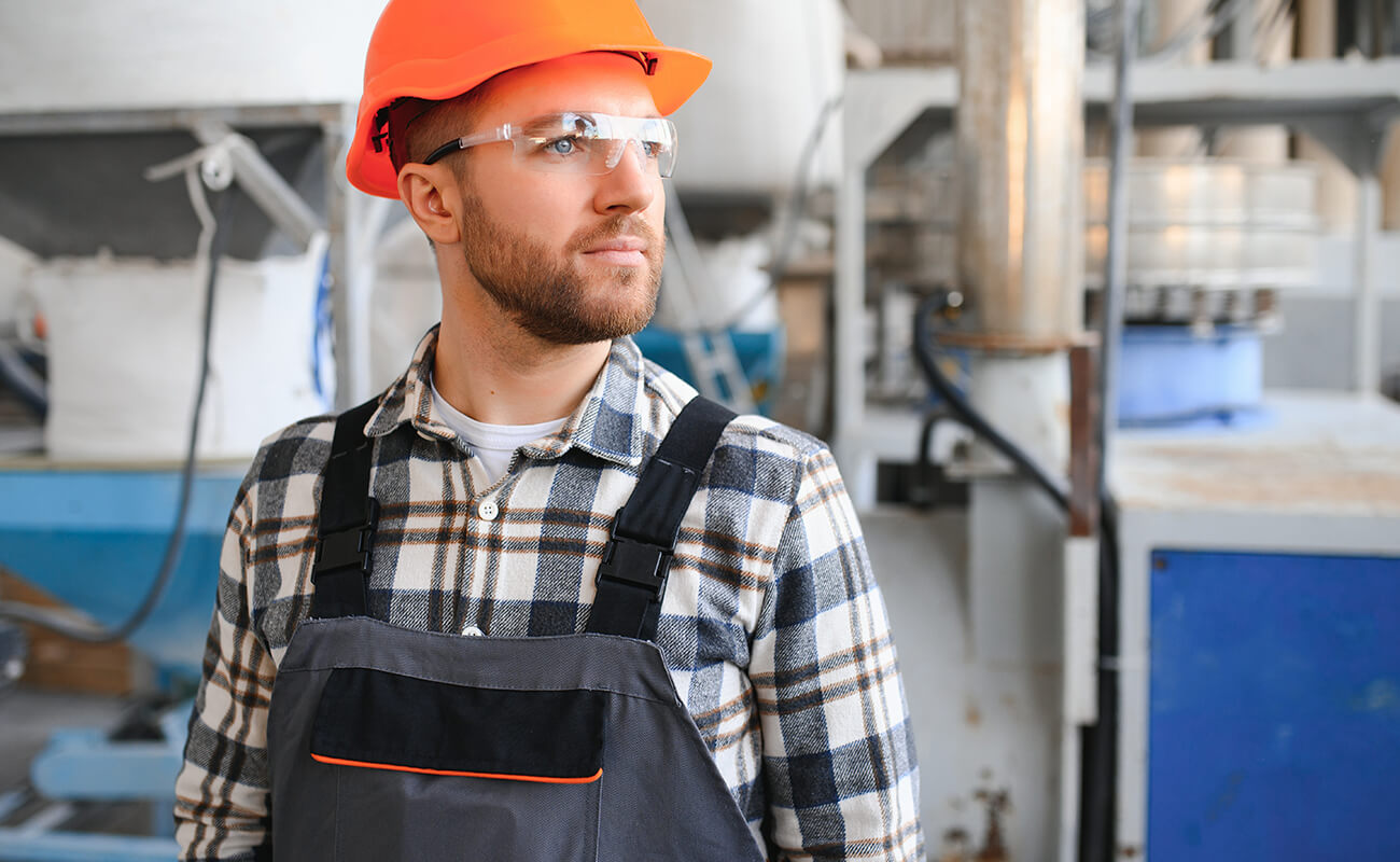 Portrait of Factory Worker Young Handsome Factory